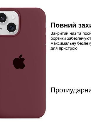 Чехол kassel silicone full case protective для iphone 15 с микрофиброй бордовый plum 2
