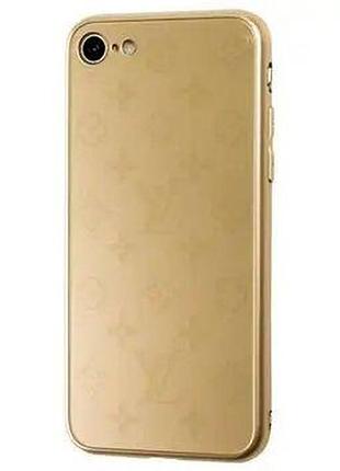 Чохол скляний glass case louis vuitton луї вітон для iphone 8 (07) gold золотий