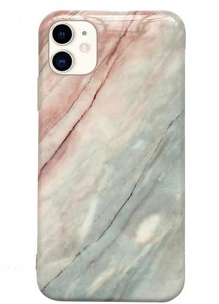 Чехол силиконовый мраморный для iphone 12 (04) rose blue розово голубой