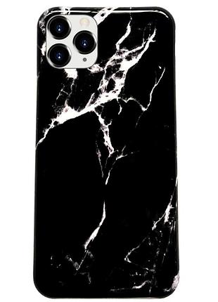 Чехол силиконовый мраморный для iphone 12 pro (03) black черный