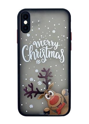Чохол силіконовий новорічний для iphone x/xs merry christmas (13) олень
