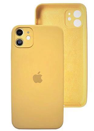 Чехол silicone case full camera protective для iphone 11 yellow желтый