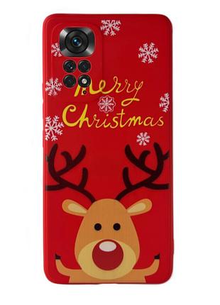 Чехол новогодний premium для xiaomi redmi note11 pro (05) олень merry christmas красный