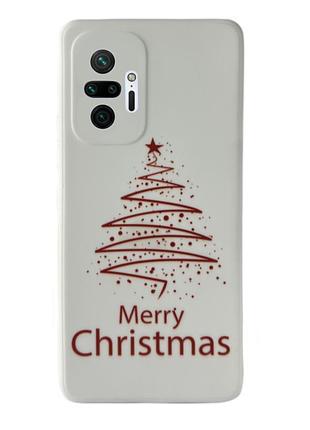 Чехол новогодний premium для xiaomi redmi note 10 (02) merry christmas tree белый