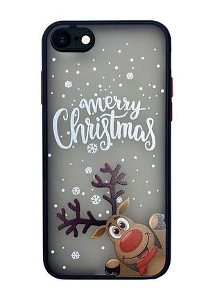 Чехол силиконовый новогодний для iphone 7 merry christmas (01) олень