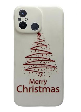 Чехол новогодний premium для xiaomi redmi 12c (02) merry christmas tree белый
