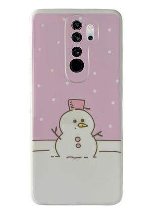 Чехол новогодний premium для xiaomi redmi note 8 pro (06) снеговик новогодний