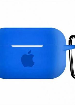 Чехол для airpods pro logo silicone case с карабином (14) blue синий