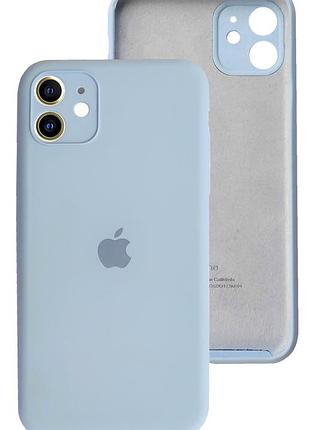 Чехол silicone case full camera protective для iphone 11 lilac cream голубой