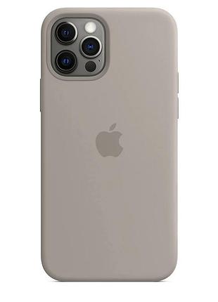 Чехол silicone case для iphone 12 pro pebble серый