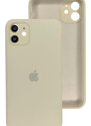Чохол silicone case full camera protective для iphone 12 antique white бежевий