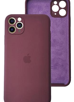 Чохол silicone case full camera protective для iphone 11 pro marsala марсала