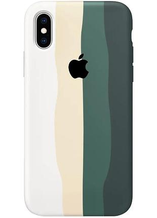 Чехол silicone rainbow case для iphone x/xs (02) green rainbow