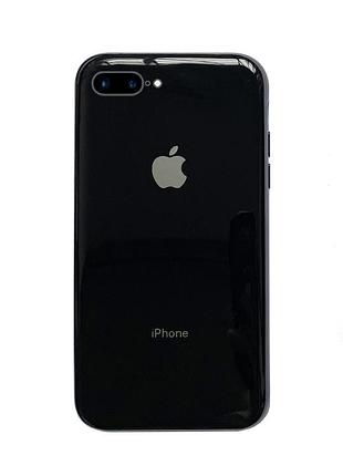 Чохол silicone glass case для iphone 7 plus (05) black чорний