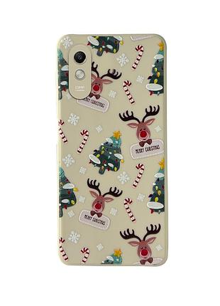 Чехол новогодний tpu для xiaomi redmi 9a (09) елка merry christmas белый