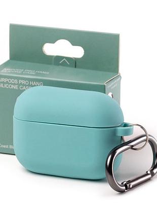 Силиконовый чехол для airpods pro противоударный с карабином морской