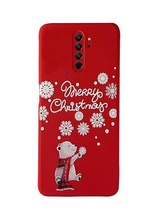Чехол новогодний tpu для xiaomi redmi note8pro (04) мишка merry christmas красный