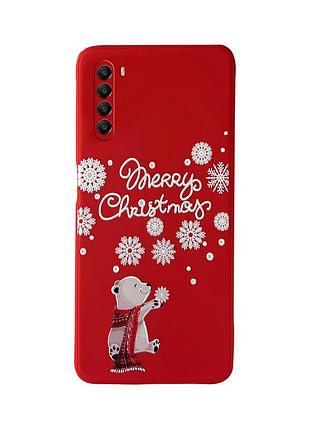 Чехол новогодний tpu для xiaomi redmi note 8t (04) мишка merry christmas красный