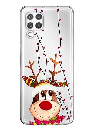 Чохол прозорий новорічний clear для samsung a22 (04) олень merry christmas