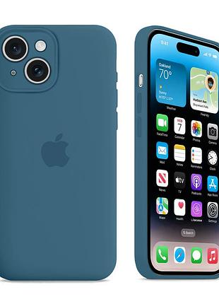 Чехол с защитой камеры kassel silicone camera protective для iphone 14 (74) синий blue fog
