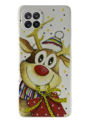 Чехол новогодний premium для samsung a12 (04) новогодний олень белый