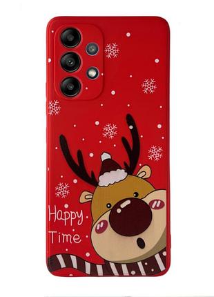 Чехол новогодний premium для samsung a32 (01) олень happy time красный