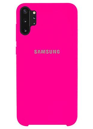 Чехол silicone case для samsung premium note 10 plus shiny pink (21) ярко розовый