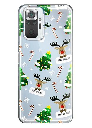 Чехол прозрачный новогодний clear для xiaomi redmi note 10 pro (03) new year