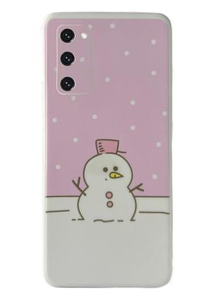 Чехол новогодний premium для samsung s20 fe (06) снеговик новогодний