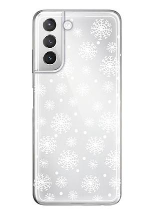 Чохол прозорий новорічний clear для samsung s21 plus (05) сніжинки