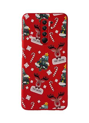 Чехол новогодний tpu для xiaomi redmi 9 (08) елка merry christmas красный