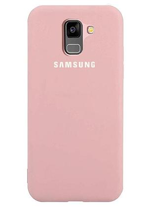 Чохол silicone case для samsung premium a8 2018 pink sand (18) пудра