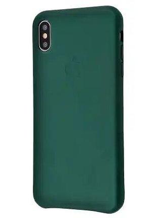 Чехол кожаный full leather case для iphone xs max forest green (01) темно зеленый