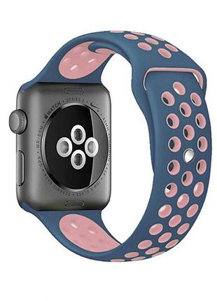 Силиконовый ремешок nike sport band для apple watch 38mm/40mm/41mm blue/pink синий с розовым