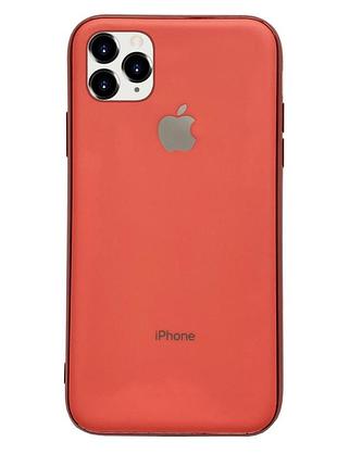 Чехол silicone glass case для iphone 11 pro (02) coral коралловый