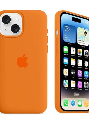 Чехол kassel silicone full case protective для iphone 13 с микрофиброй оранжевый kumquat