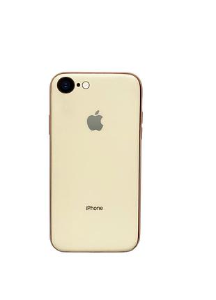Чехол silicone glass case для iphone 8 (10) gold золотой