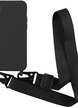 Силіконовий чохол на шнурку crossbody для iphone xs max (04) black