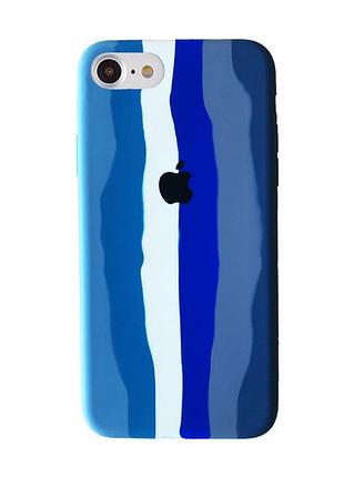 Silicone rainbow case iphone 8 (05) blue rainbow