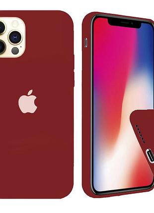 Чехол silicone full case для iphone 12 pro product red темно красный