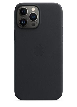 Чехол кожаный leather case with magsafe для iphone 12 pro max - midnight blue