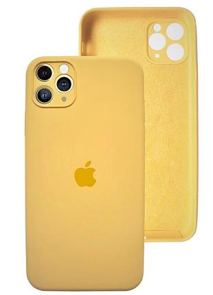 Чохол silicone case full camera protective для iphone 12 pro max yellow жовтий