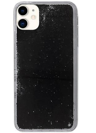 Чехол silicone с блестками для iphone 11 (05) black черный