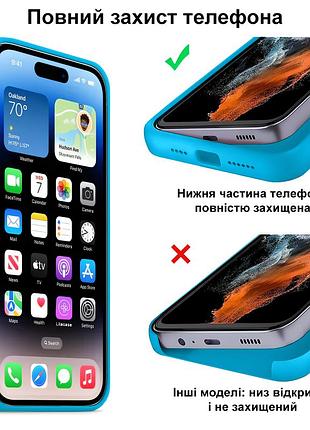Чехол kassel silicone full case protective для iphone 14 pro с микрофиброй синий blue 6