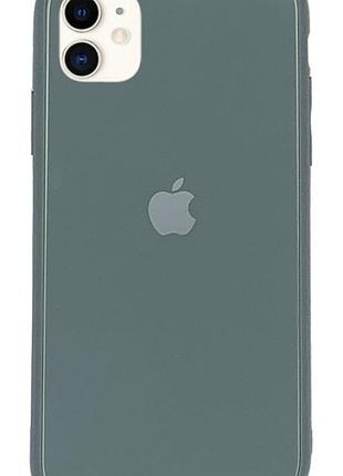 Чохол скляний glass case для iphone 11 (12) pine green зелений