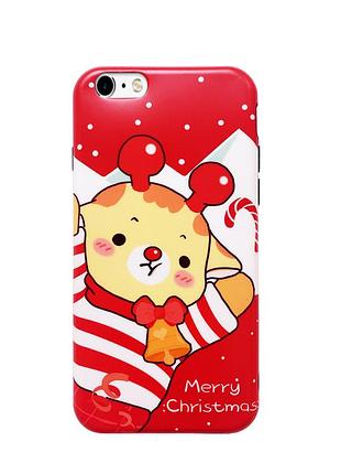 Чехол силиконовый новогодний для iphone 6/6s merry christmas (01) олень