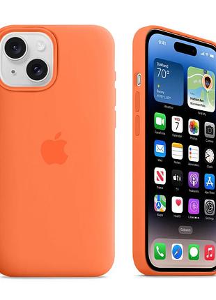 Чехол kassel silicone full case protective для iphone 13 с микрофиброй оранжевый apricot