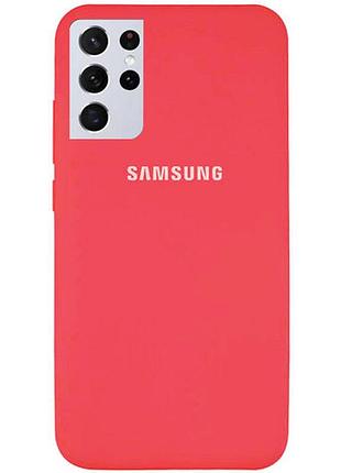 Чохол silicone case для samsung premium s21 ultra camelia (15) світло-червоний