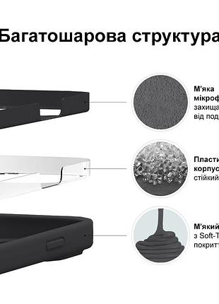 Чехол kassel silicone full case protective для iphone 14 pro с микрофиброй темно-серый charcoal gray 3