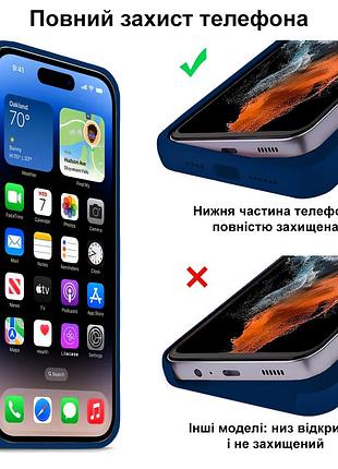 Чехол kassel silicone full case protective для iphone 16 pro с микрофиброй темно-синий deep navy 6